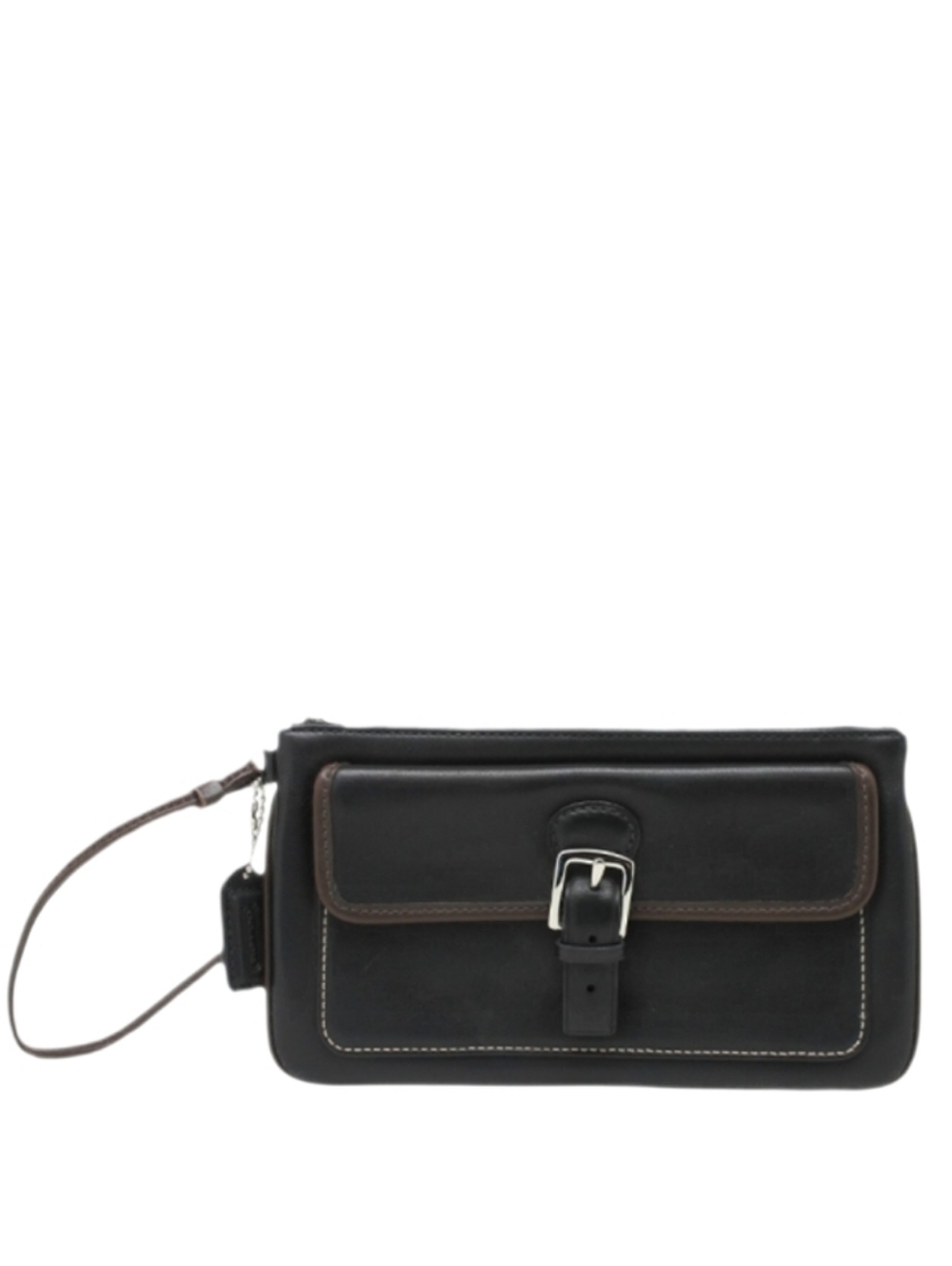 🖤 Vintage Y2K Coach Black & Brown Leather Large Soho Skinny Buckle Wristlet Bag